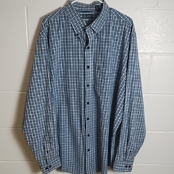 Classic Blue Plaid Button Down Shirt 2XLT Long Sleeves - Picture 13 of 16